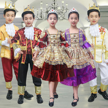万圣节国王子欧洲复古宫廷服装男女童c女王皇后公主裙礼服角色扮