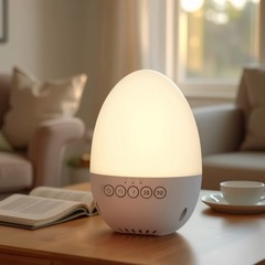 睡眠おもちゃ、音声起動泣き声感知インテリジェントホワイトノイズ睡眠器具、暖かい光、ナイトライト、自然音