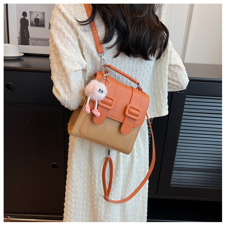 2024 New Women's Backpack Student Handbag Popular Color Contrast Splicing Large Capacity Commuting Outgoing Small Backpack_voghion.com