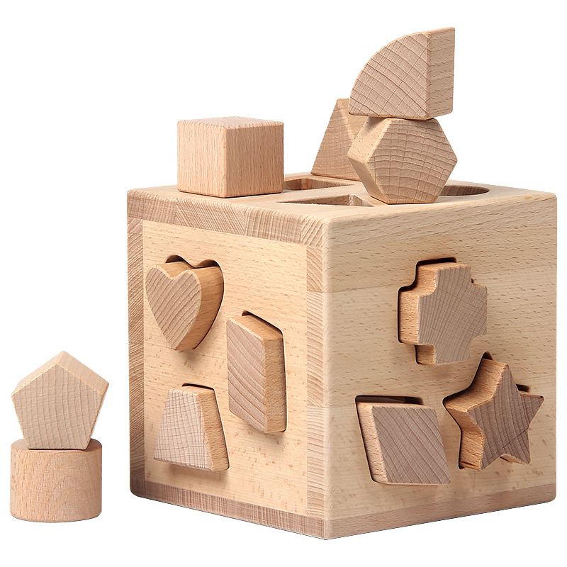 shape Pair Toys wooden  Geometry Pair Building blocks baby development intelligence multi-function Yizi 6 The surface box