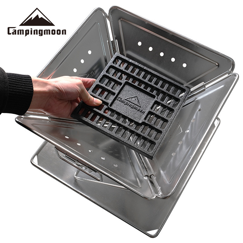 Komen Fire Station Barbecue Grill Cast Iron Square Carbon Bed Charcoal Plate Comes With AThick Charcoal Introduction Area And Is Not Easily Deformed.