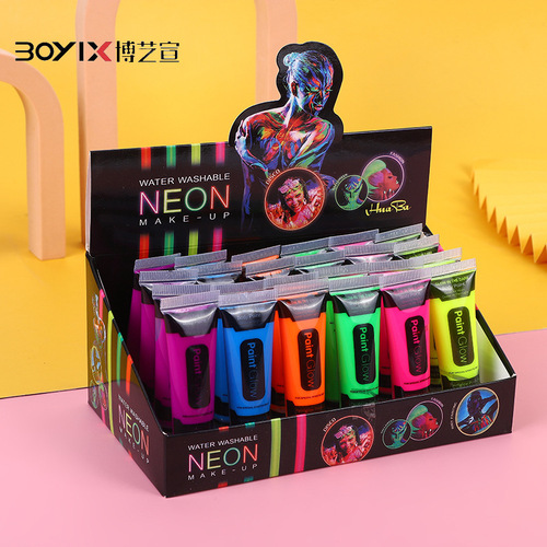 Cross-border water-based environmentally friendly fluorescent facial finger paint Halloween dance washable face paint body paint