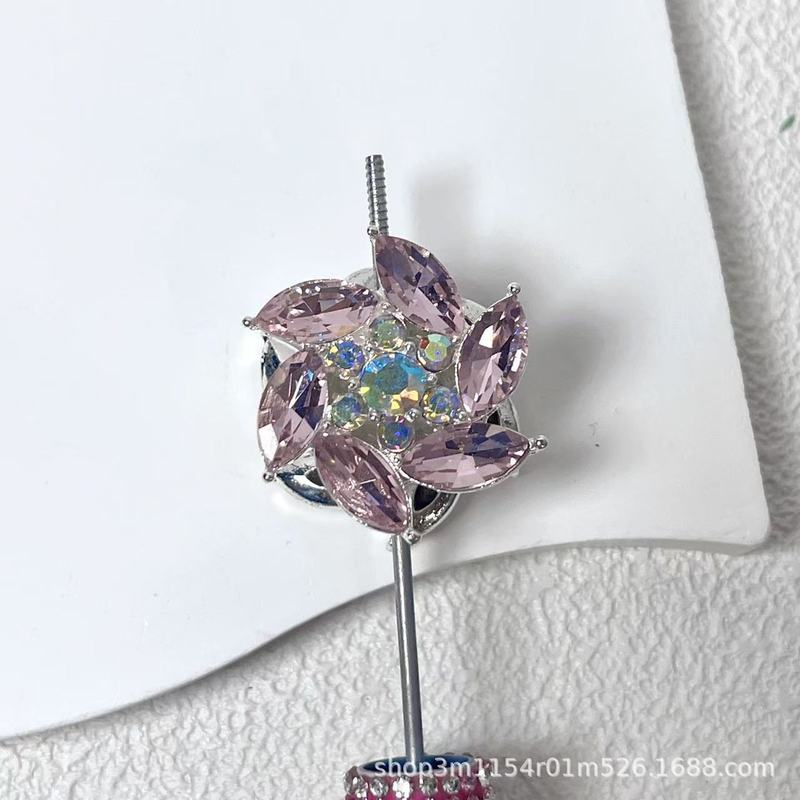 新款重工彩色水晶花瓣镶钻锆石直孔珠 DIY串珠笔手机链饰品配件|undefined
