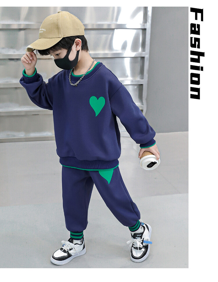Boys' Love 2023 Conjunto de dos piezas de suéter deportivo para temporada primavera y otoño para niños pequeños a la moda_voghion.com