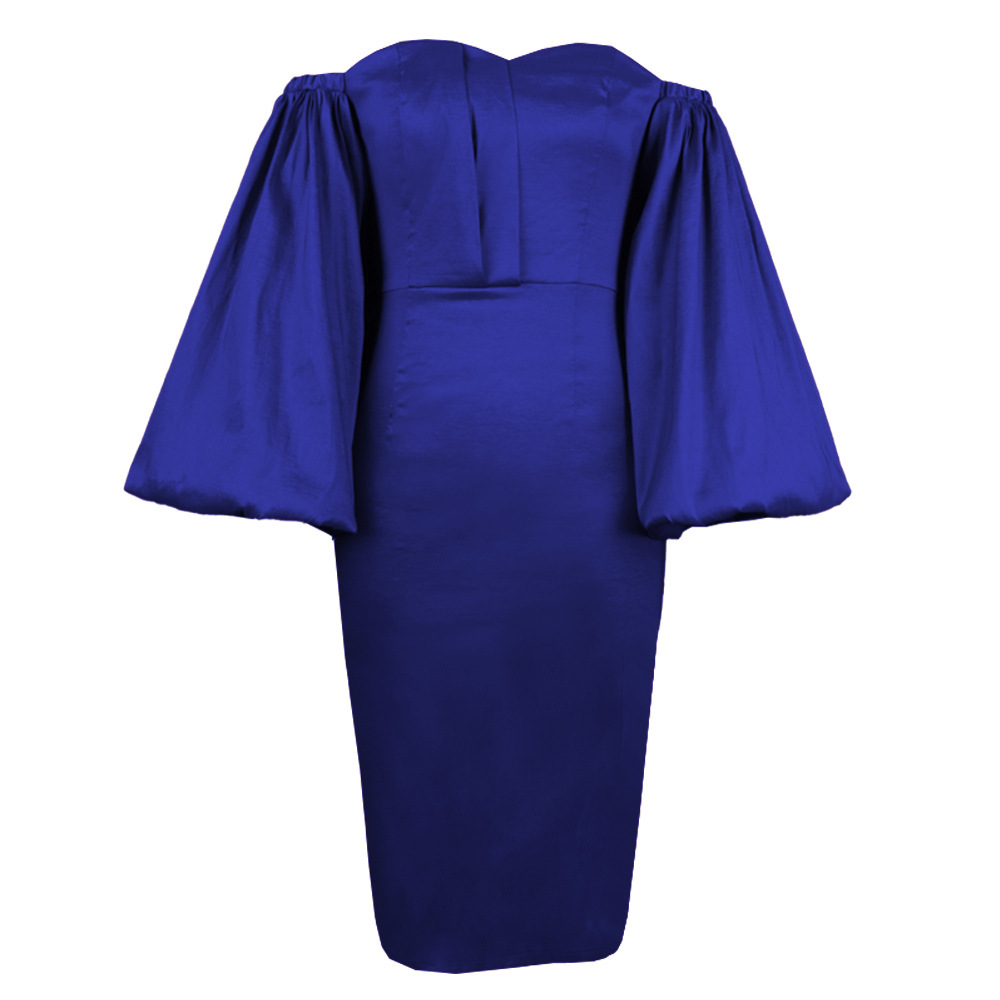 ​​"Sexy Off-Shoulder Tube Top Dress With Lantern Sleeves - High Waist Bodycon Party Dress In Yellow & Violet (S-XXXL) | Stretchy & Flattering Fit"​​_voghion.com