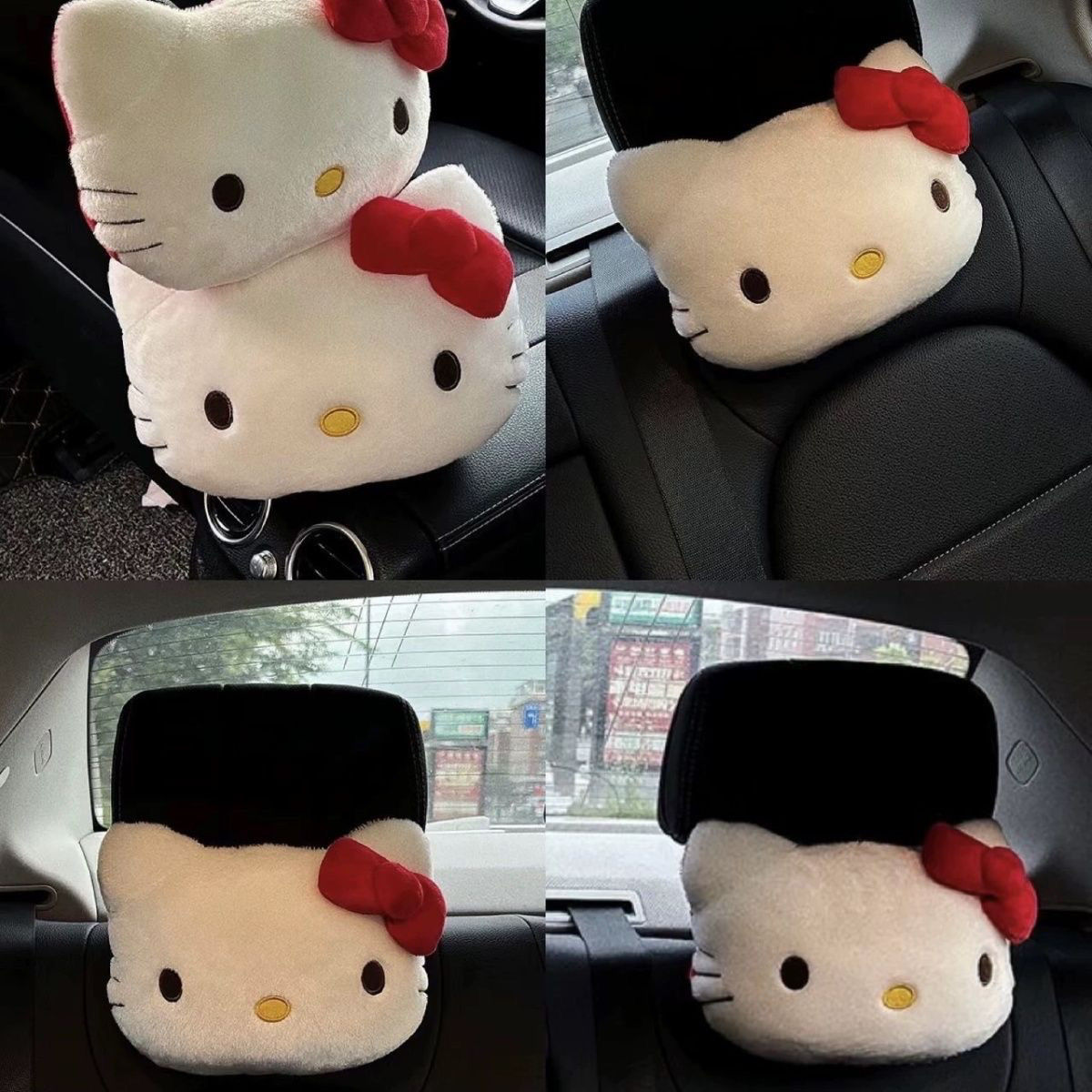少女心网红卡通可爱凯蒂猫汽车车用头枕KT猫咪护颈枕靠枕车载枕头