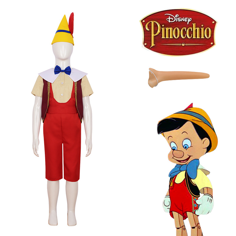 Halloween Long-Nosed Pinocchio Kidsren's Cos Clothing Puppet Adventure Cosplay Clothing Stage Performance Clothing