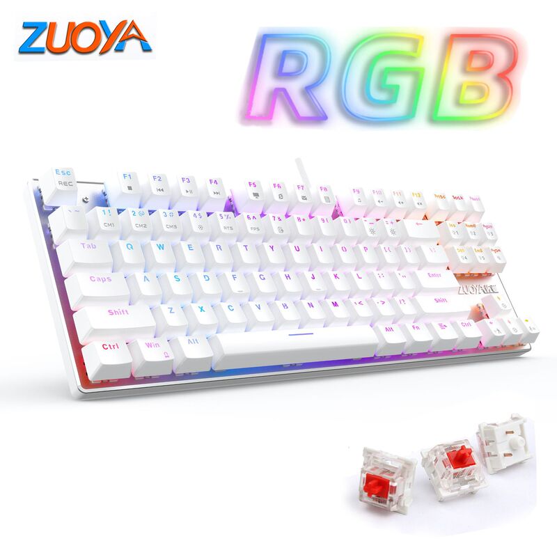 ZUOYA Zoya X76 gaming mechanical keyboard RGB backlit USB wired 87 key full key non-punch Russian keyboard