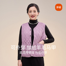 中老年加厚马甲老年人秋冬外穿系扣对襟开衫内搭女士保暖背心