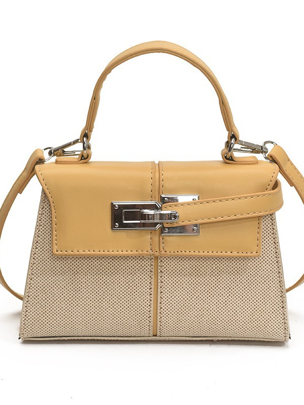 Bolso Kelly portátil de estilo explosivo transfronterizo, bolso cuadrado pequeño con costuras de arpillera para mujer, textura de alta calidad, color en contraste, bolso de mensajero de lujo ligero