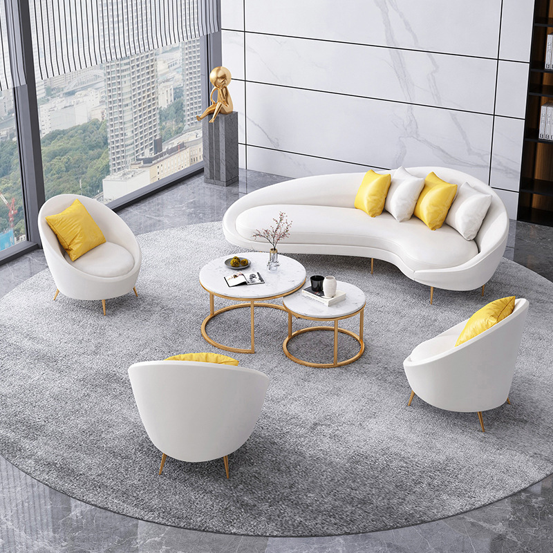 Nordic Office Special-Shaped Sofa Coffee Table Combination Simple Modern Business Reception Area Reception Curved Sofa