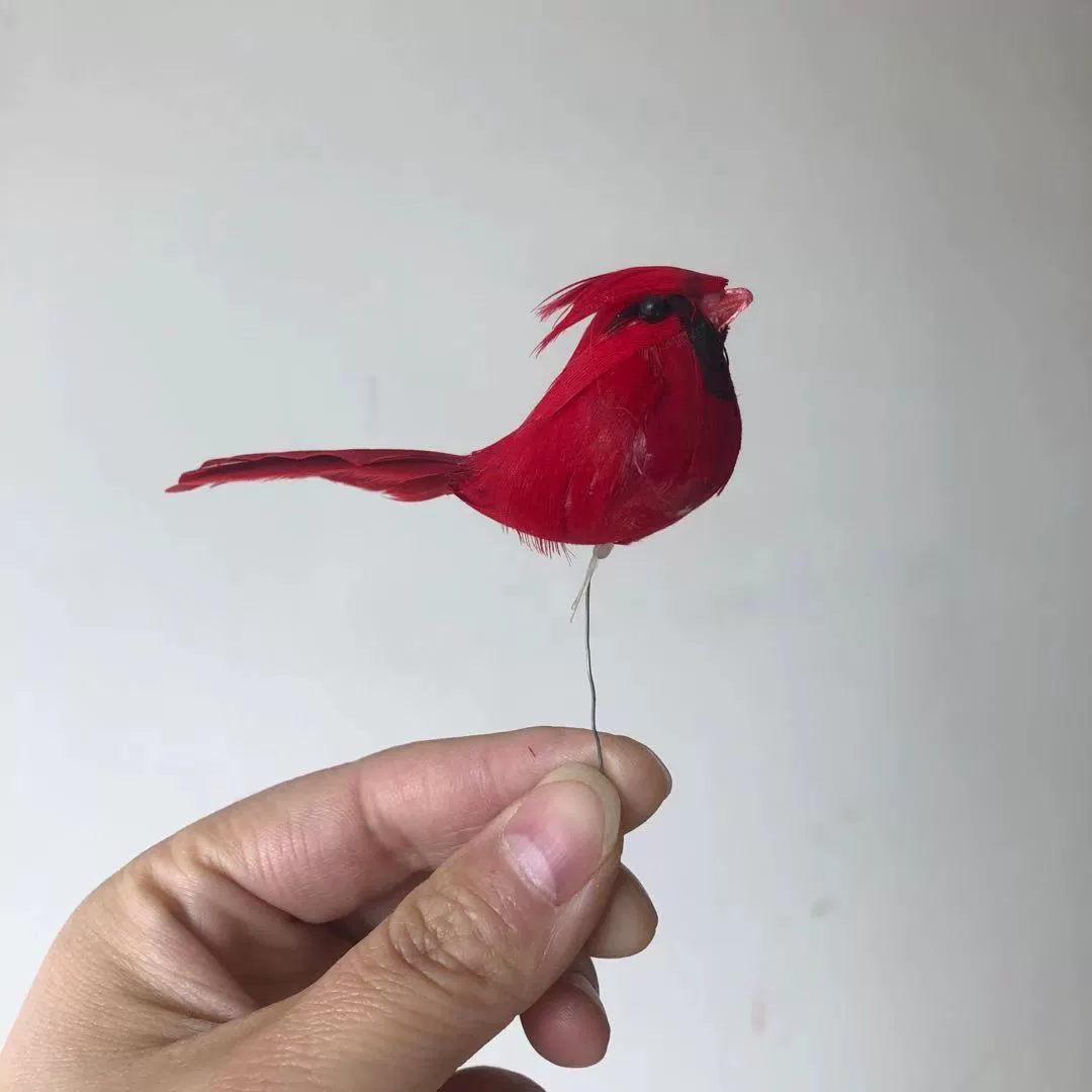 [Amazon red cardinal bird clip Christmas holiday red bird cardinal tree ornament furniture decor with foot