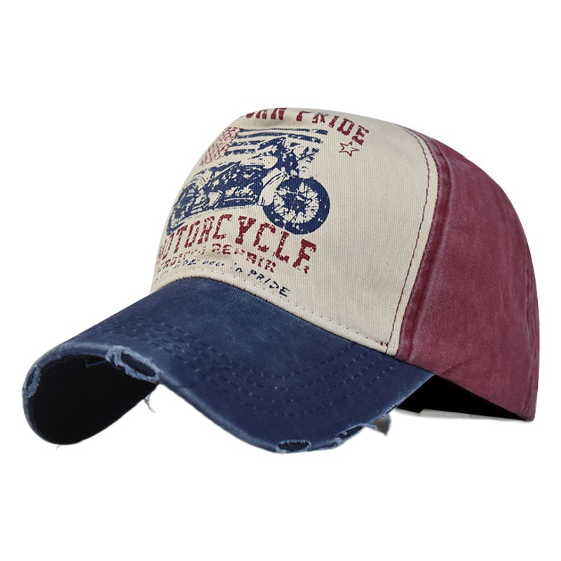 Algodón transfronterizo lavado gorra de béisbol para hombres y mujeres estilo coreano gorra de pico británico shabby Denim al aire libre impreso sombrero apenado image 1