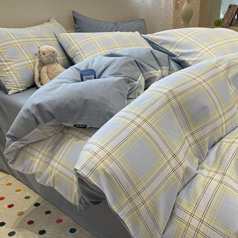 Algodón simple de cuatro piezas de algodón 2025, nueva sábanas cubiertas de ropa de cama dormitorio tres piezas