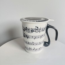 创意陶瓷马克杯音乐符异形陶瓷杯带盖礼品广告杯印刷贴花批发