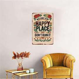 跨境新品Vintage MetalSign 欢迎来到快乐的地方金属铁牌家居装饰