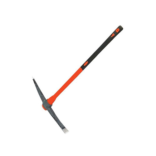 Forged pickaxe with integrated flat tip and double-ended design—thick, sturdy cross-head pick for construction, rescue operations, and agricultural use.