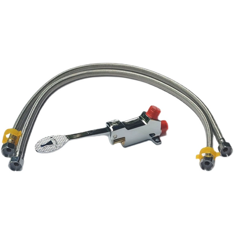 Composite vertical wall-mounted wall-connected eye washer push plate switch foot-pedal switch valve three-piece set