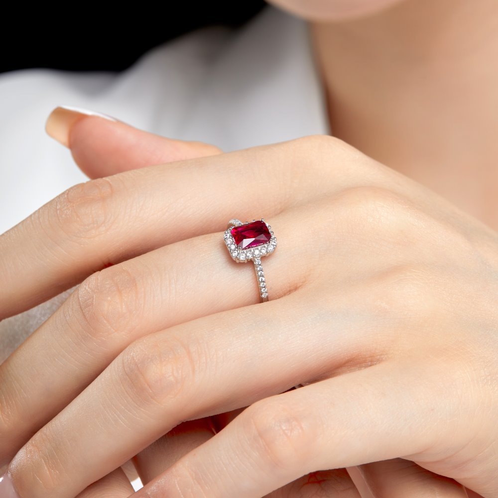 5g Weight Zircon Inlay Material 925 Sterling Silver Zircon Square Open Ring