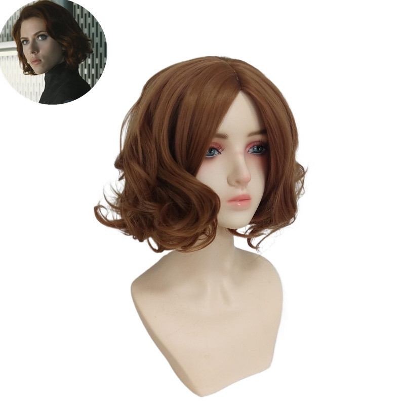 Captain America League of Legends Black Widow Scarlett cosplay Wig Stage Festival Performance Wig Brown