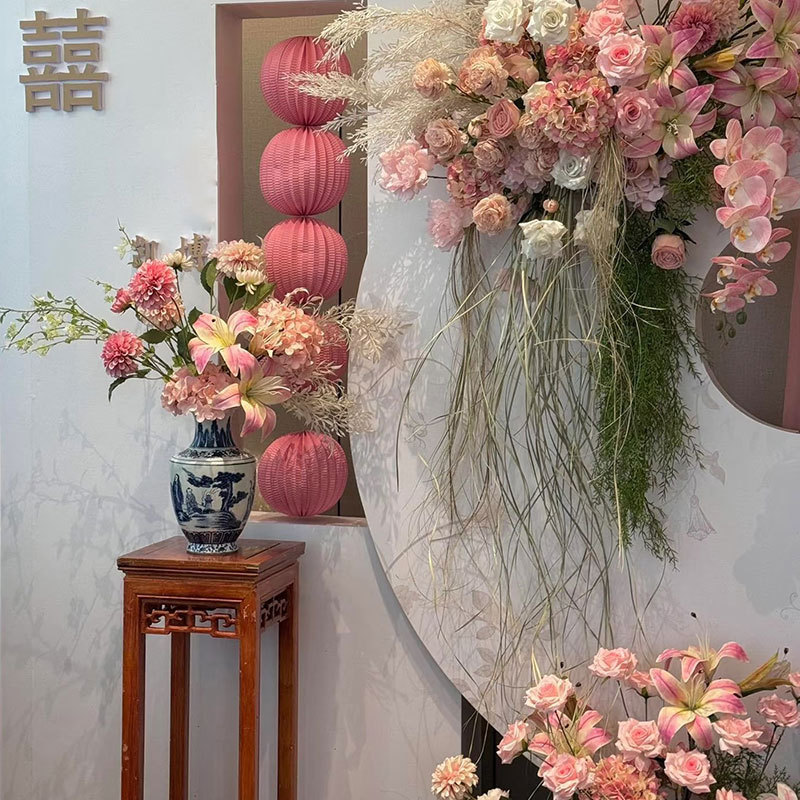 Pink Department Engagement Flower Art Wedding Room Layout Simulation Flowers Wedding Decoration Fake Flowers Wedding Auditorium Scene Shooting Props Flowers Pink Department Engagement Flower Art Wedding Room Layout Simulation Flowers Wedding Decoration Fake Flowers Wedding Auditorium Scene Shooting Props Flowers
