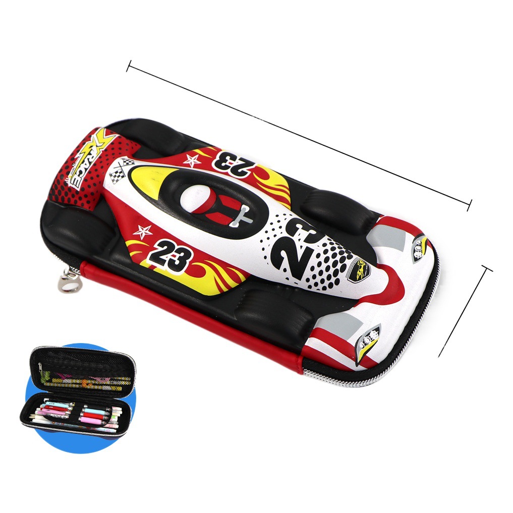Estuche de lápiz de coche deportivo fresco decoración de coche regalo creativo patrón de logotipo personalizado caja de papelería de estudiante de gran capacidad de tres capas