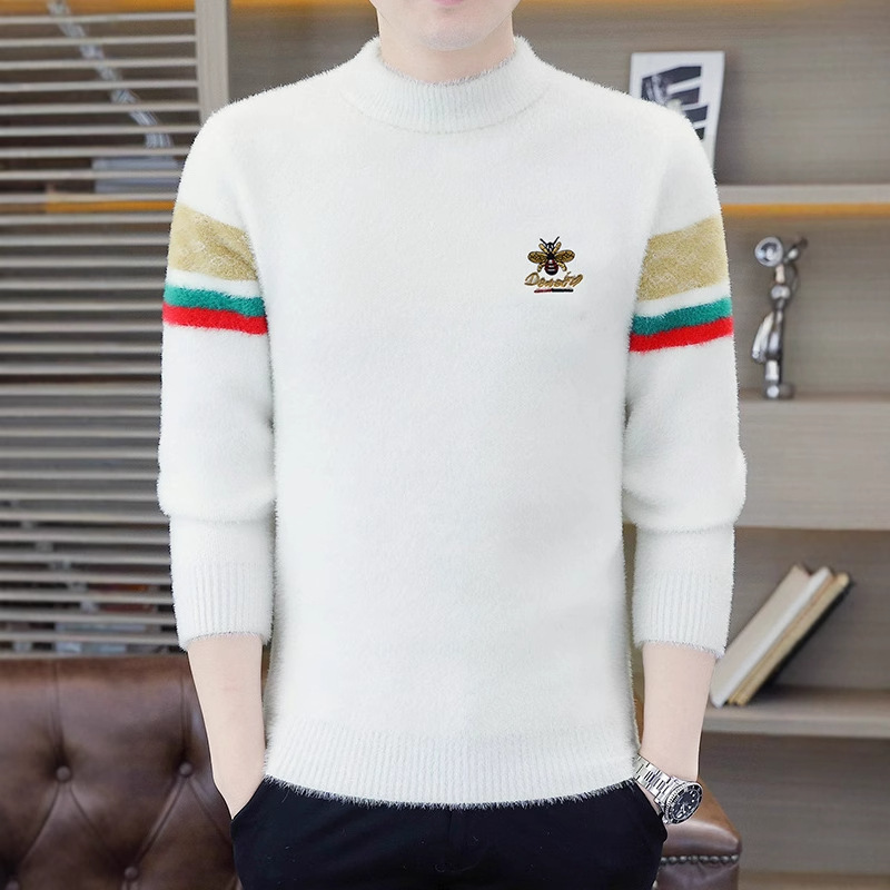 Half-turtleneck Mink Velvet Sweater Men's Autumn and Winter Casual Base Sweater Japanese Style Fashionable Simple Handsome Pullover Knitted Half-turtleneck Mink Velvet Sweater Men's Autumn and Winter Casual Base Sweater Japanese Style Fashionable Simple Handsome Pullover Knitted