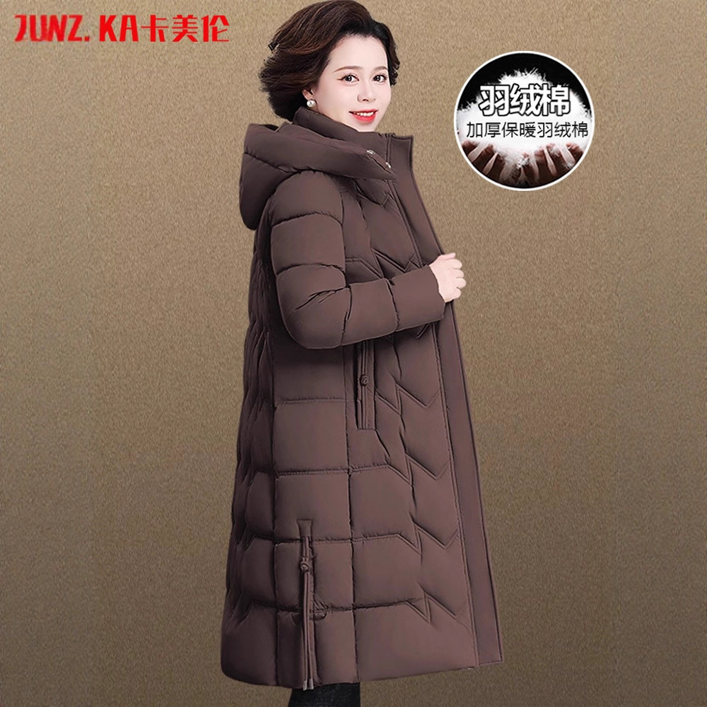 妈妈冬装外套2025新款中老年人羽绒服女秋冬长款加厚棉衣大码遮肚