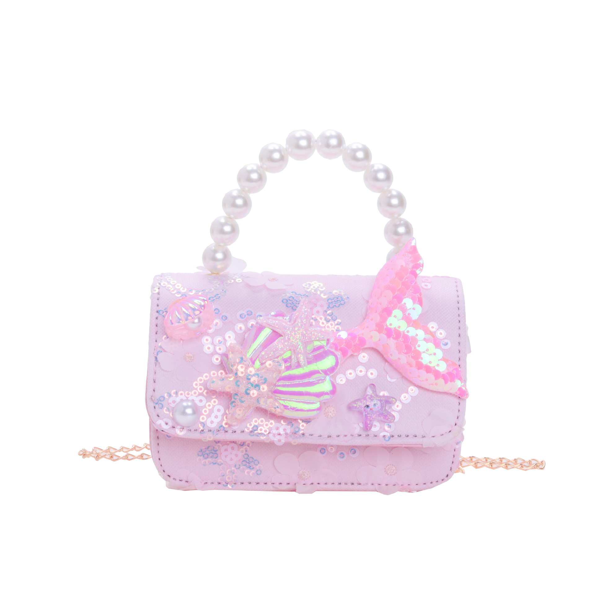 Bolsos infantiles nueva sirena niñas lindas bolsos princesas bolsos de moda niñas mochilas bolsos de perlas