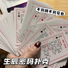 生辰密码高清图案创意学习扑克牌聚会趣味益智纸牌便携耐用硬卡牌