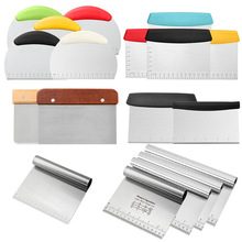 不锈钢切面刀带刻度面粉切烘焙工具牛轧糖面团切刀榉木柄面粉切