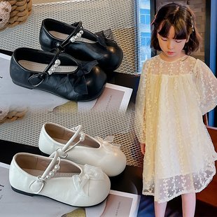Girls Small Leather Shoes Spring and Autumn 2025 New Children Princess Shoes Soft Bottom Breathable Women's Shoes White Shoes with Skirt