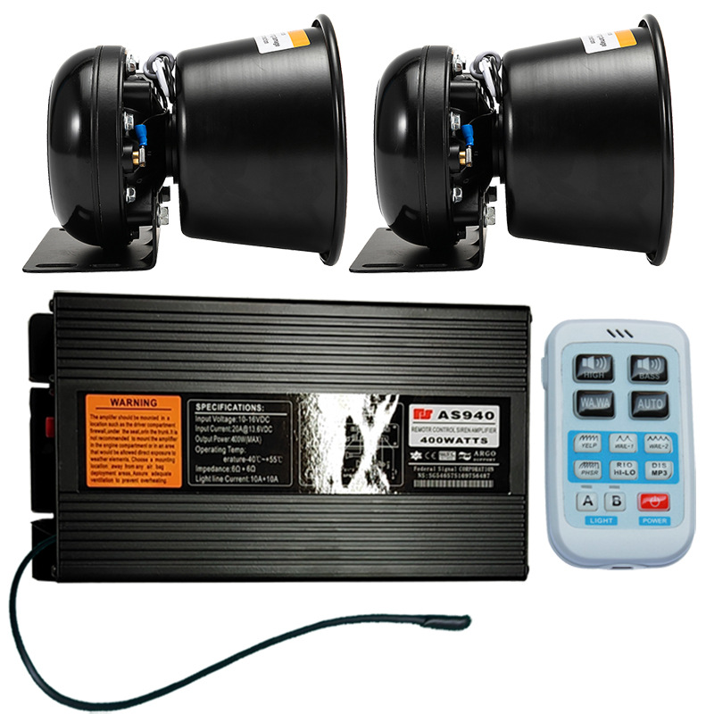 Car-mounted wireless siren, 400W loudspeaker, high-pitched alarm, and amplified speaker, AS940G+ with a round mouthpiece
