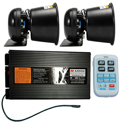 Car-mounted wireless siren, 400W loudspeaker, high-pitched alarm, and amplified speaker, AS940G+ with a round mouthpiece