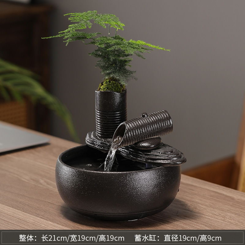 流水創意噴水輪球生財置物循環水小型オフィスデスクトップ茶卓プレゼント|undefined
