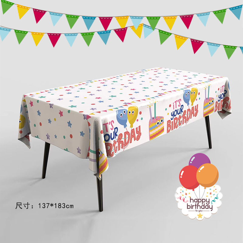Disposable Birthday Tablecloth Oil-Proof Cake Kidsren's Arrangement Outdoor Picnic Theme Party Kindergarten Scene Decoration