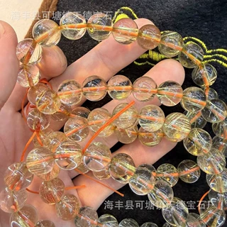 巴西金发晶手链天然无色蜡原色晶体冰透无棉无杂裂全净发丝清晰
