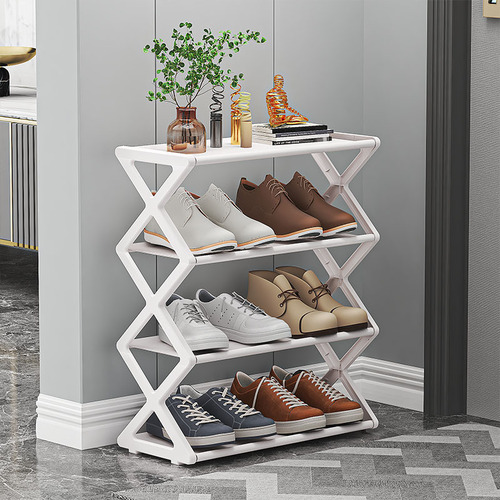 Home Simple X-type Shoe Rack Multifunctional Double-layer Steel Pipe Assembled Shoe Cabinet Student Dormitory Dustproof Storage Shelf