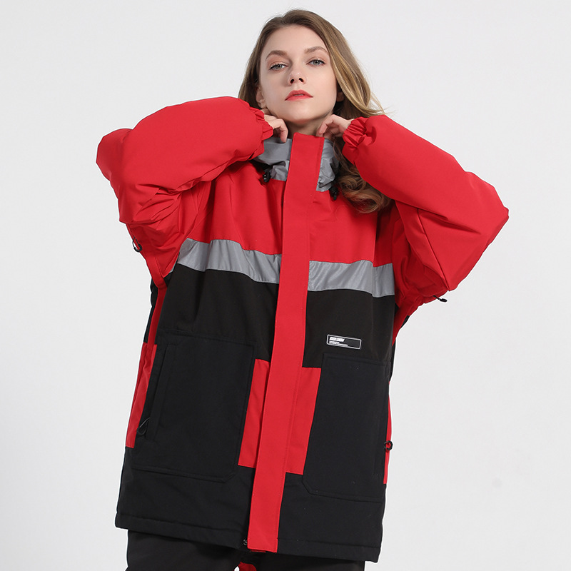 New snowsuit women's jacket warm clip cotton waterproof double board equipment reflective snowsuit men_voghion.com