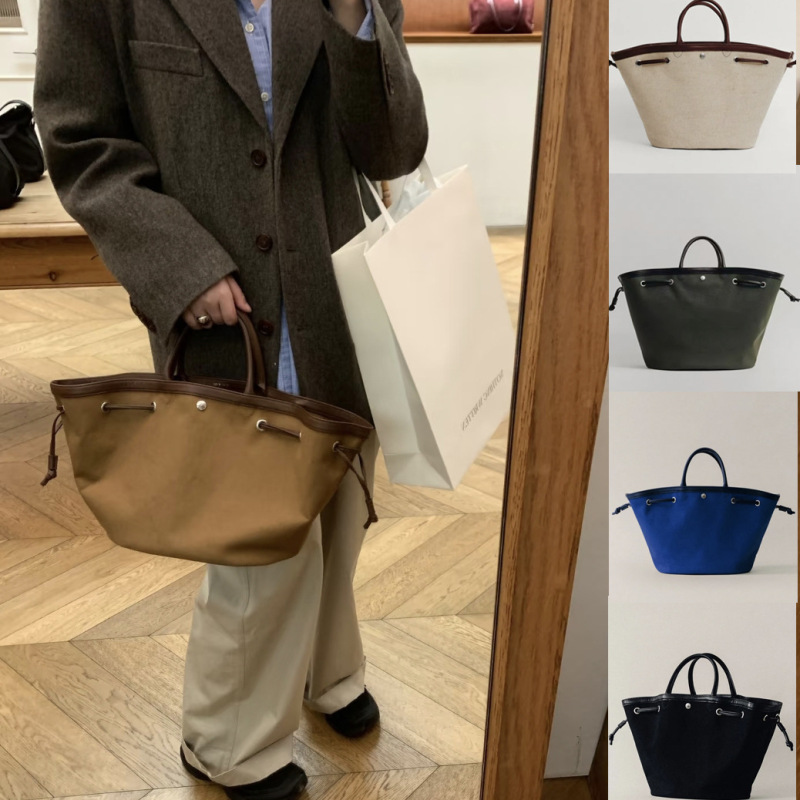 Niche Cross-Border Canvas Bag, New Korean-Style Basket Tote Bag, Popular on Social Media, Simple Women's Bag