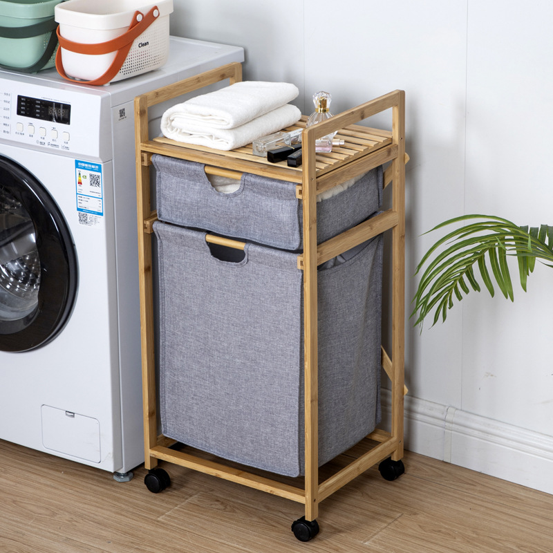 ins北欧风折叠两层置物架卧室杂物收纳架浴室洗漱内衣内裤脏衣篮