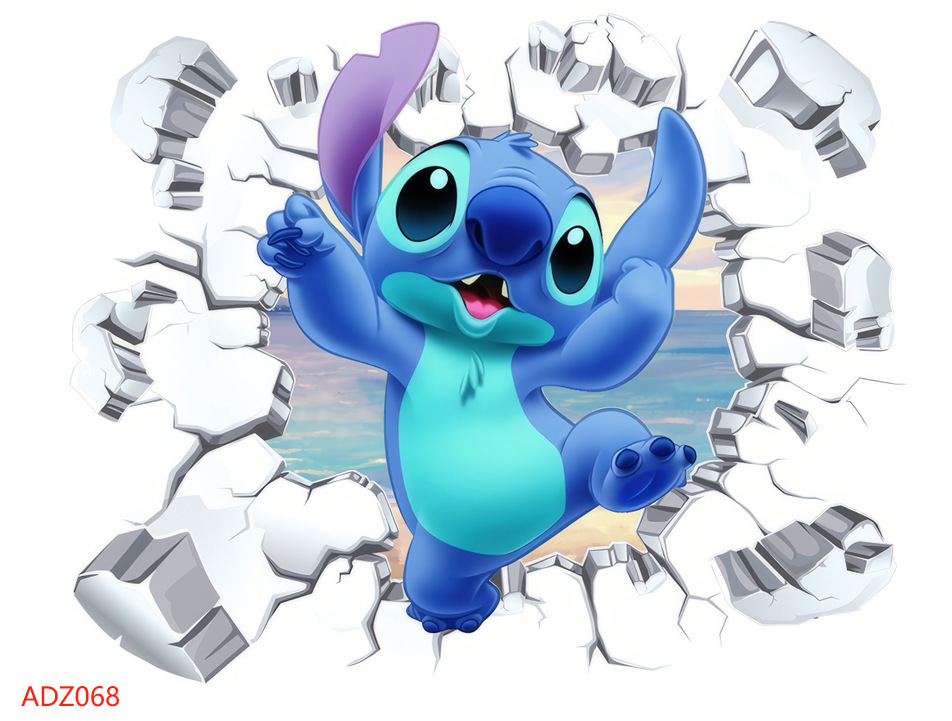 Cartoon transfronterizo Sticky pared pegatinas tridimensionales a través de la pared decoración de la pared de la habitación de niños pegatinas autoadhesivas diseño de fondo creativo