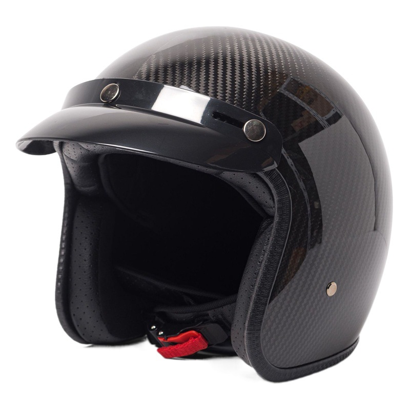 Forjado de fibra de carbono medio casco 3/4 casco medio cubierto 4 puntos 3 casco retro casco Cuatro Estaciones Universal