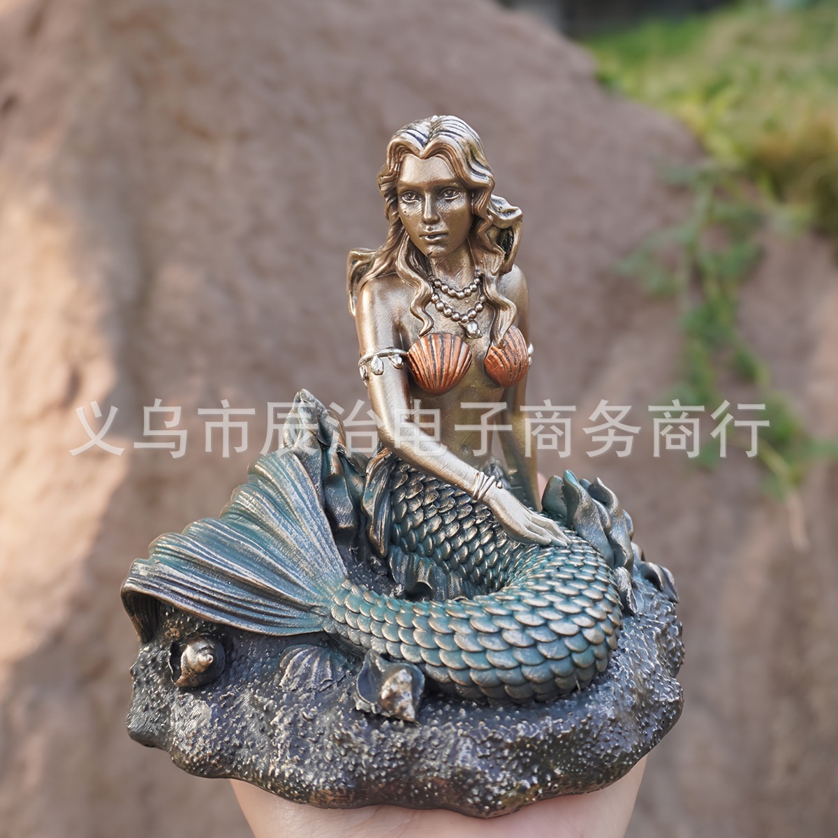 Cross-border Sunbathing Mermaid Resin Decoration Sculpture Art Ornament Garden Home Decor