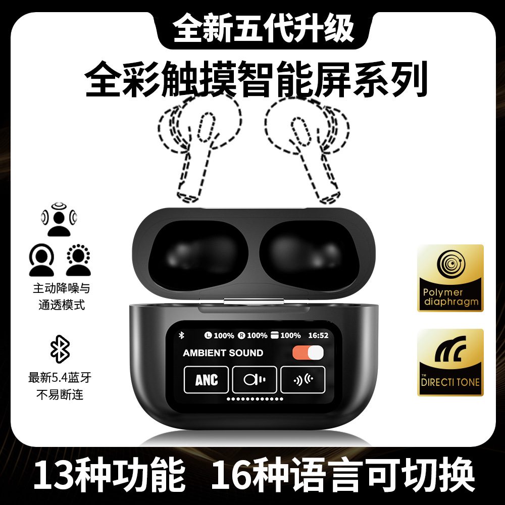 Auriculares Bluetooth inalámbricos transfronterizos A9RRO, pantalla táctil, reducción de ruido, modelo privado, duración de batería ultralarga, auriculares con pantalla táctil