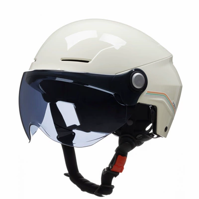Motosiklet kaskı (dəbilqə) – motorcycle Men's Four Seasons helmet - khaki-white-with-short-black-tea
