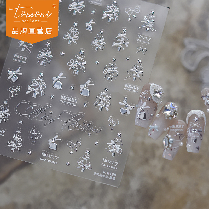 tomoni crystal diamond nail stickers new simple winter atmosphere nail stickers Christmas bow nail decorations tomoni crystal diamond nail stickers new simple winter atmosphere nail stickers Christmas bow nail decorations