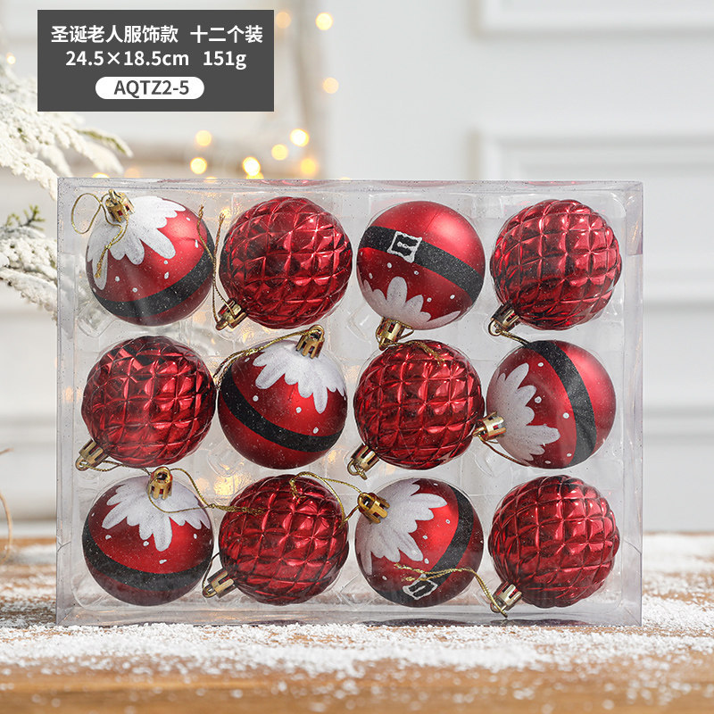 6cm rojo Santa Claus rejilla bola traje/12 unids/151G