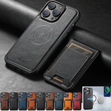 适用iPhone15Pro插卡手机壳三星S24磁吸支架无线充电MagSafe谷歌