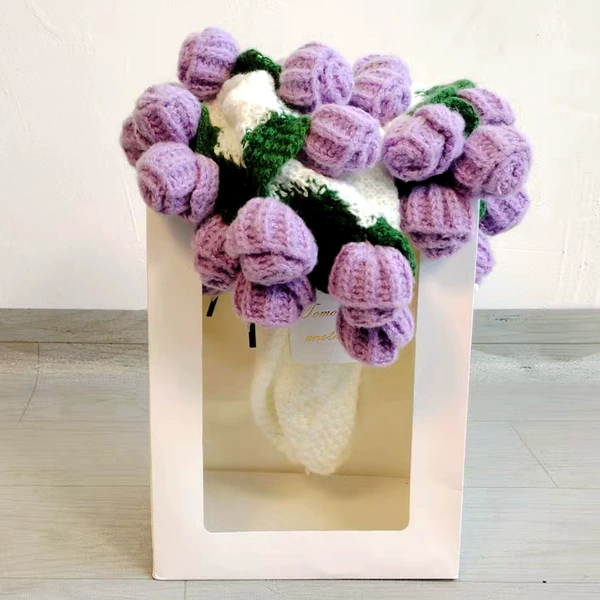 Purple rose bouquet blanket, finished product 60cm, 36 flowers (gift bag)